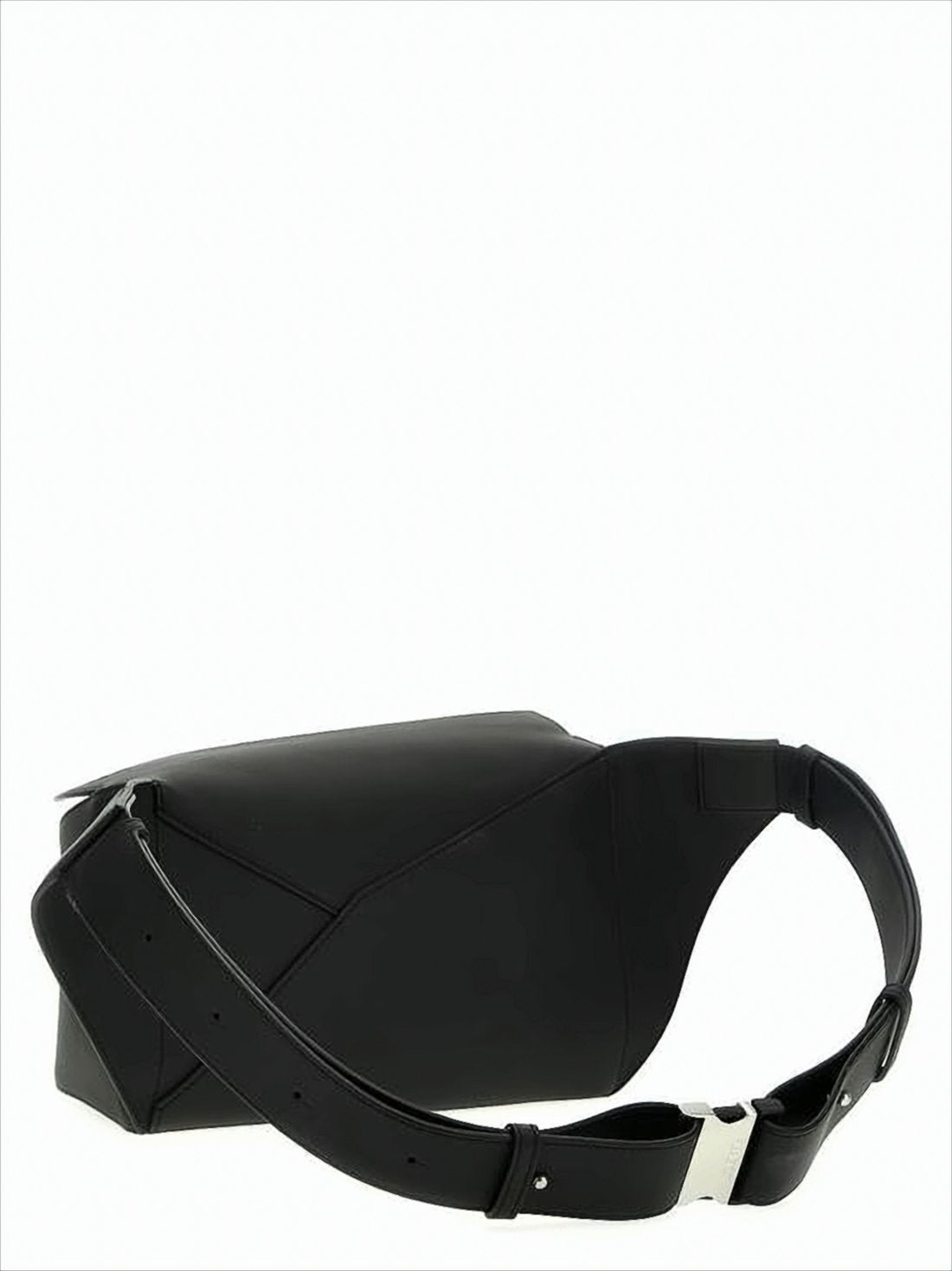 Geometric Calf Leather Crossbody Bag with Silver Hardware