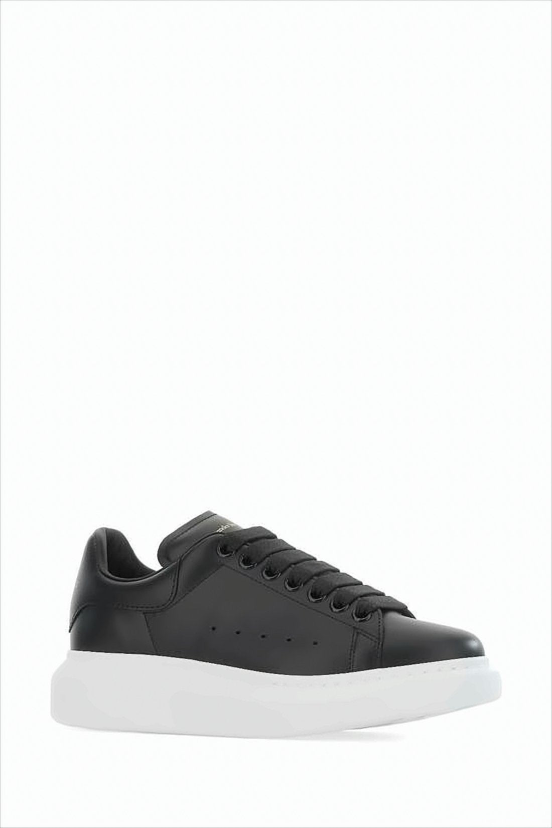 Oversized Black Leather Sneakers with Sole