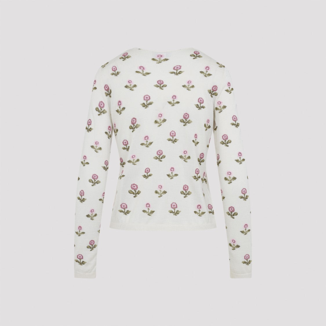 Floral-Pattern Cashmere and Silk Blend Sweater