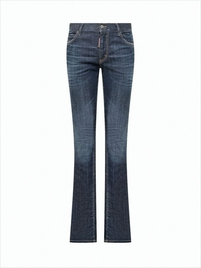 Mid-Rise Flared Denim Pants