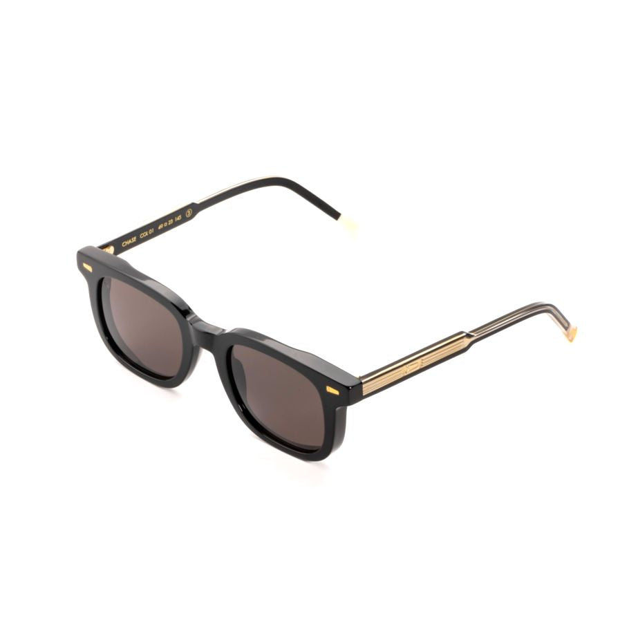 Chase1 Square-Frame Sunglasses with Glossy Finish and Gold Accents