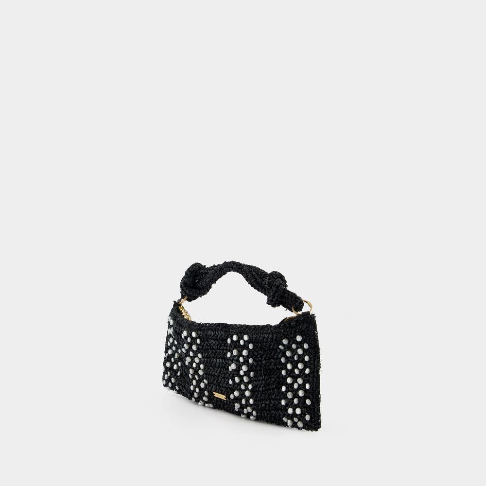 Hera Nano Shoulder Bag - Raffia - Black