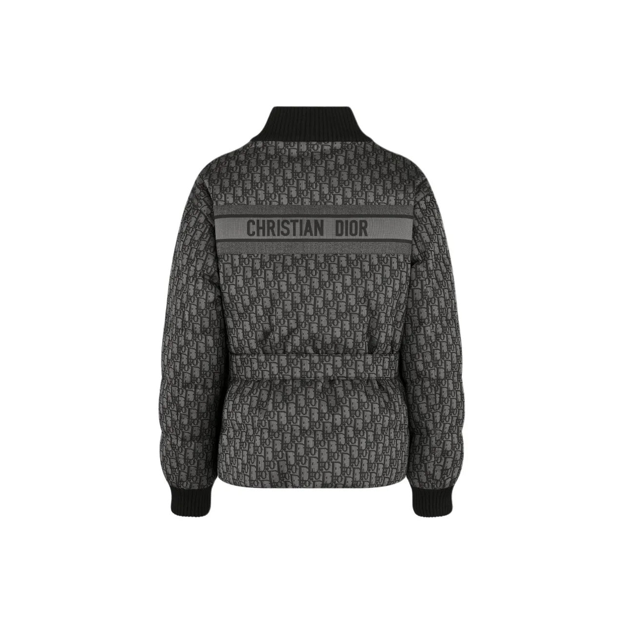 Quilted Jacket with Monogram Pattern and Shawl Collar