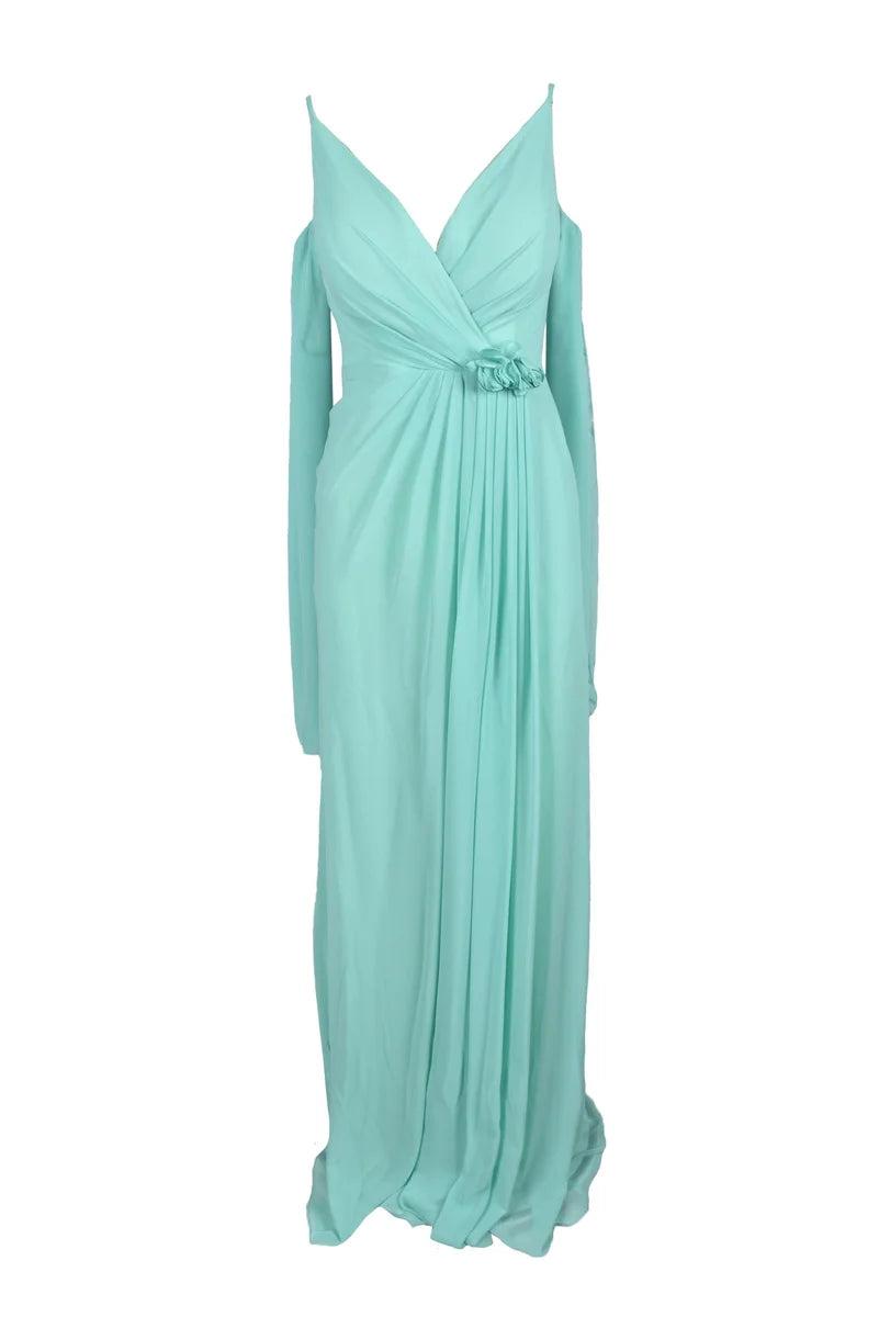Long Chiffon Dress - Aqua