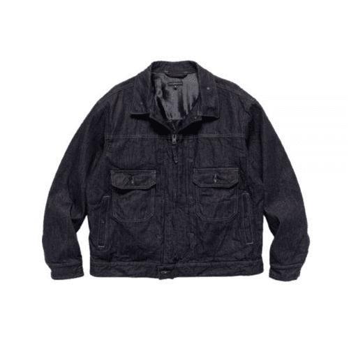 Structured Dark Denim Jacket With Flap Pockets