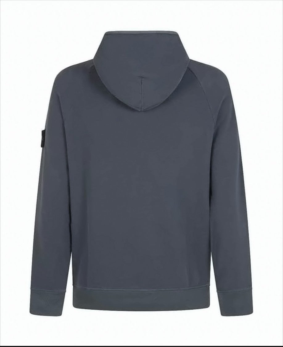 Relaxed Fit Blue-Gray Hoodie with Distinctive Patch