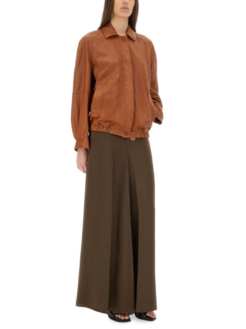 Relaxed-Fit Brown Leather Jacket