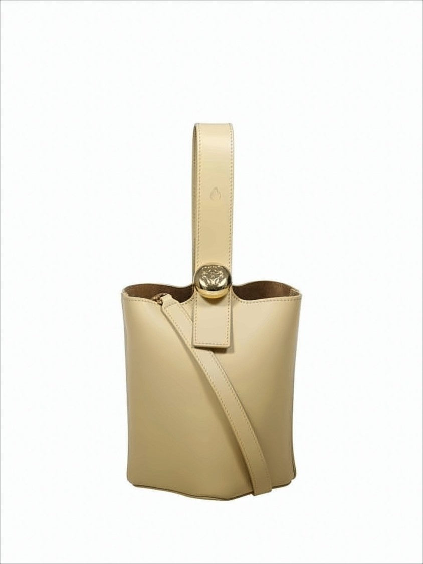 Structured Calf Leather Tote Bag with Gold-tone Clasp