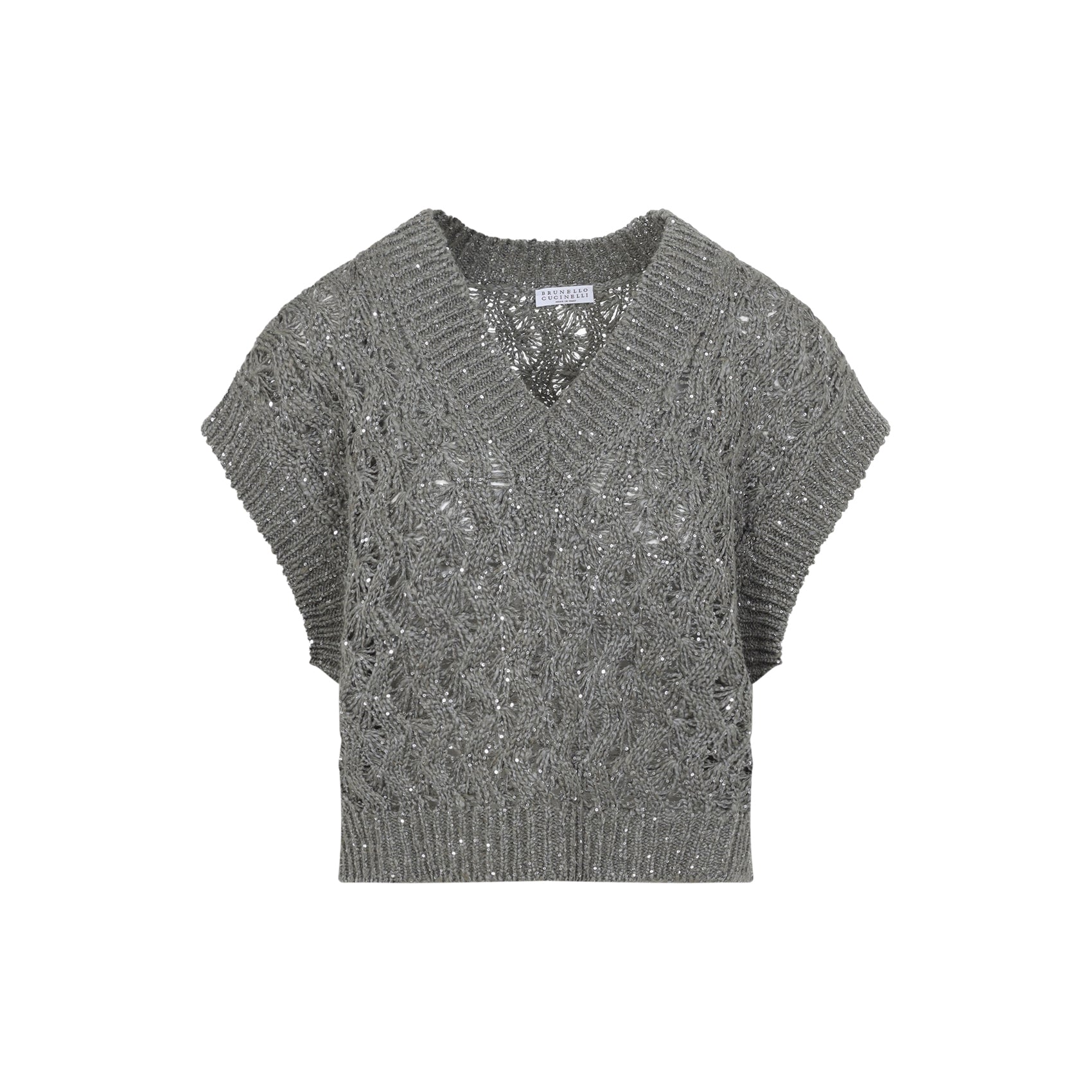 Deep V-Neck Sleeveless Knitted Top
