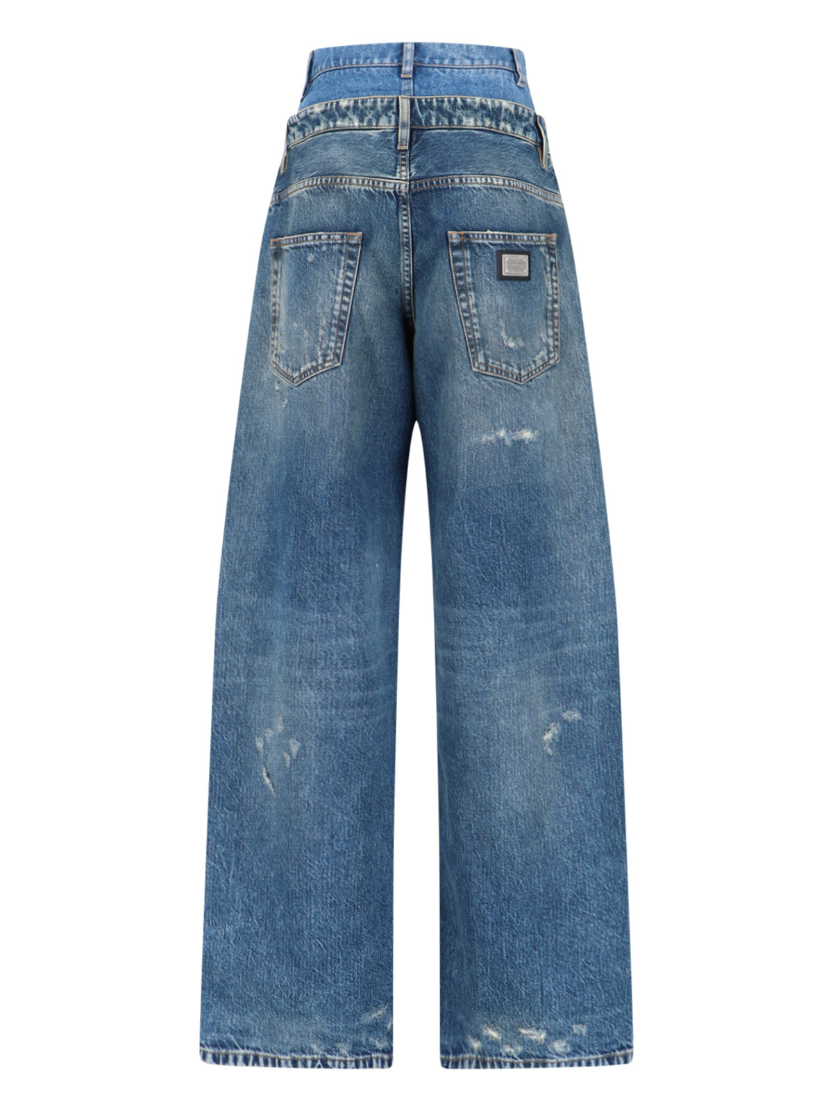 High-Waisted Wide-Leg Jeans With Distressed Detailing