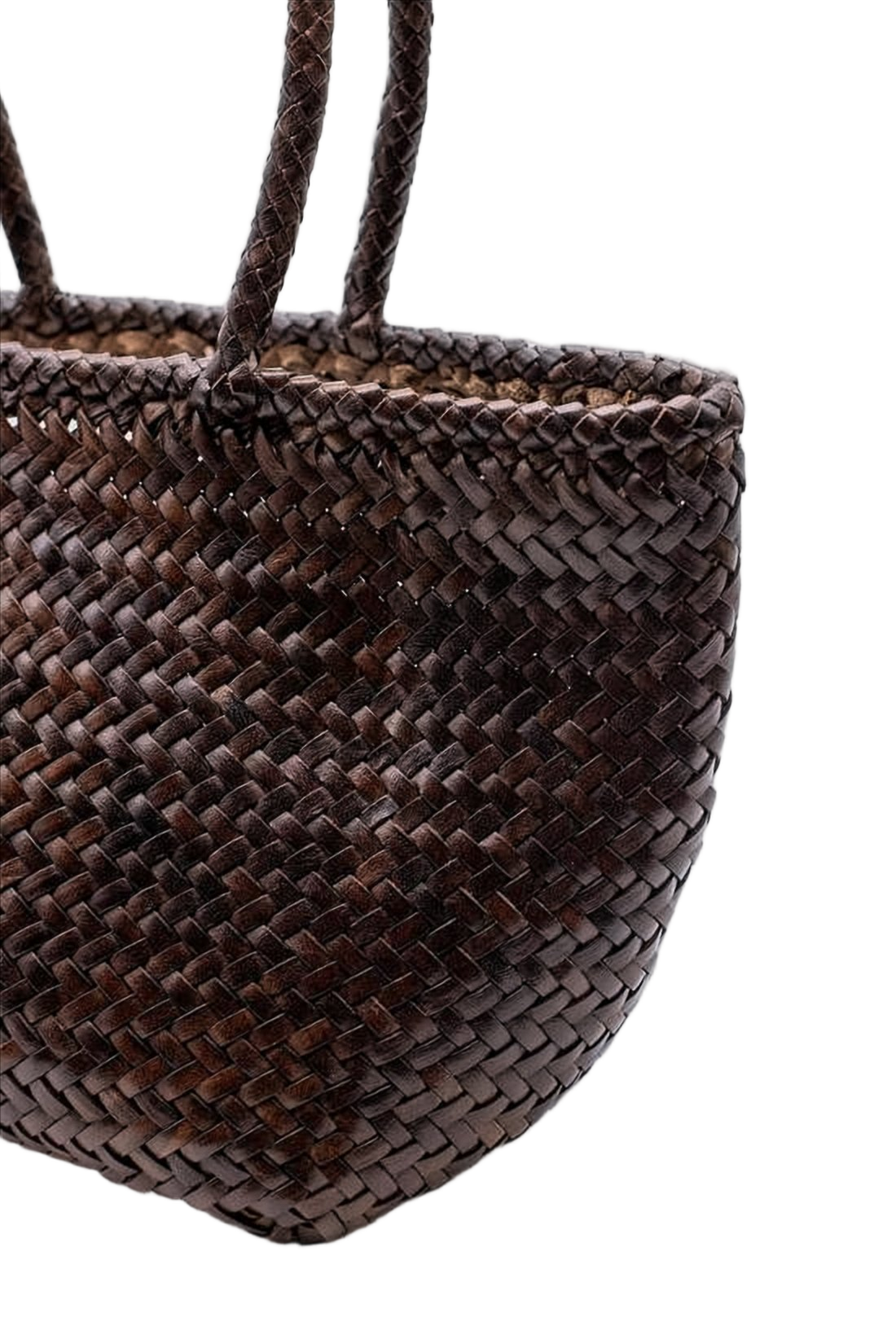 Mini Buffalo Leather Tote with Artisanal Weave