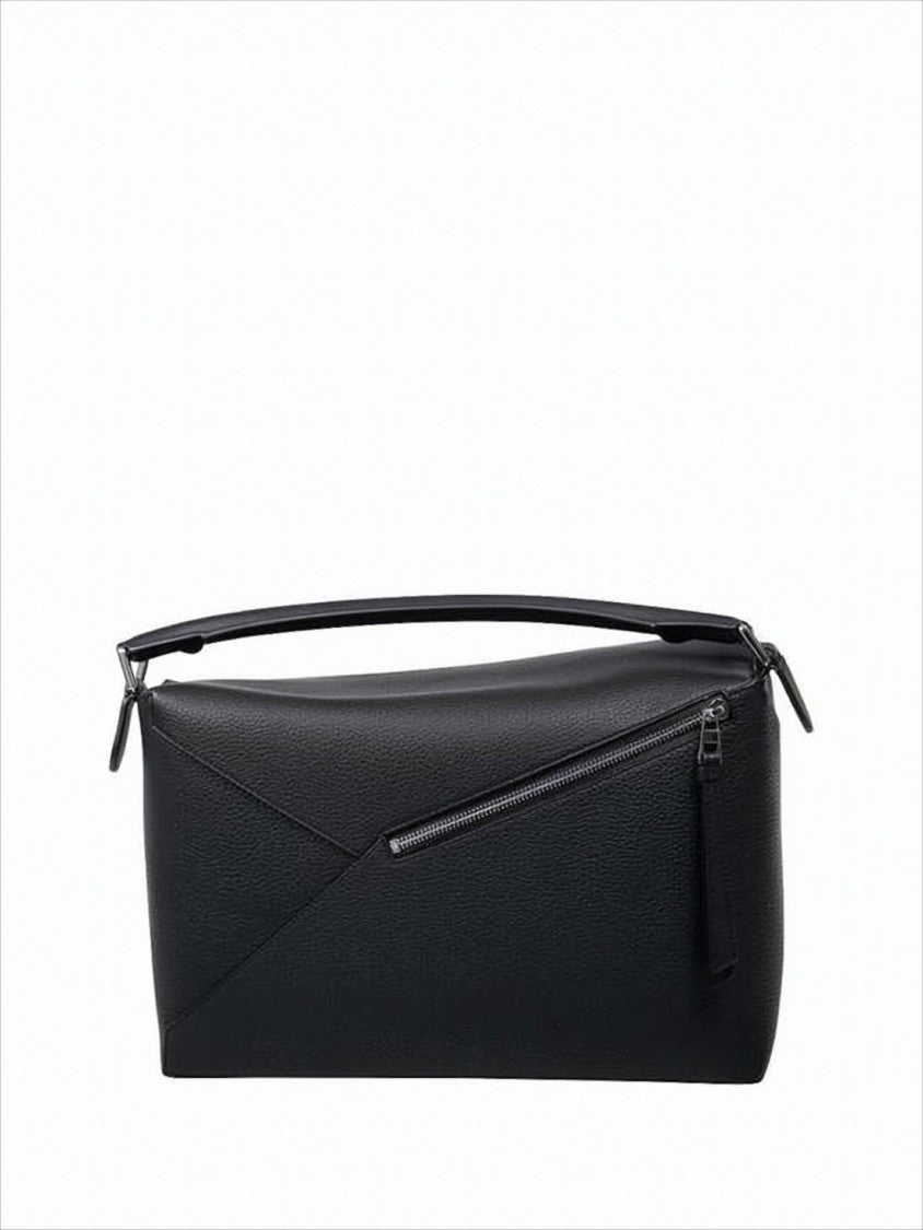 Structured Calf Leather Shoulder Bag