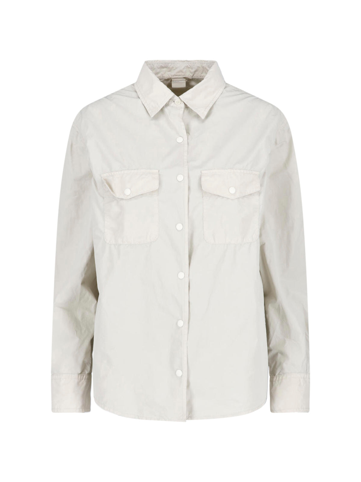 Neutral Classic Collar Snap Button Shirt