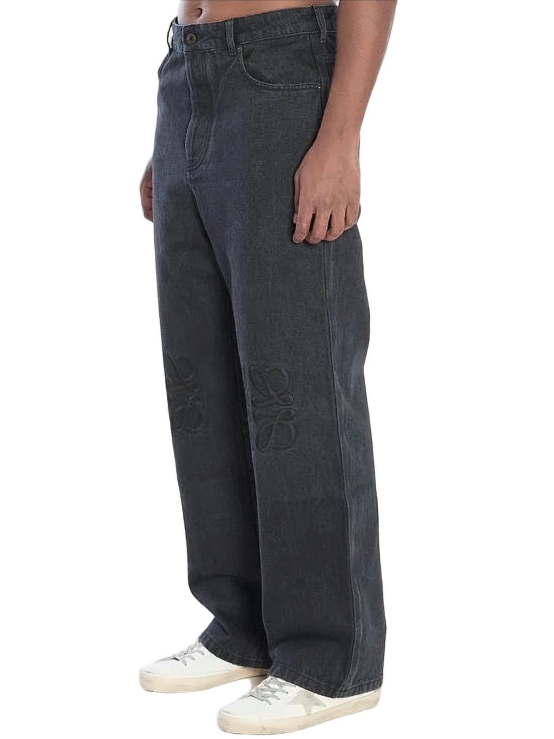 Relaxed Wide-Leg Denim Pants with High Waist