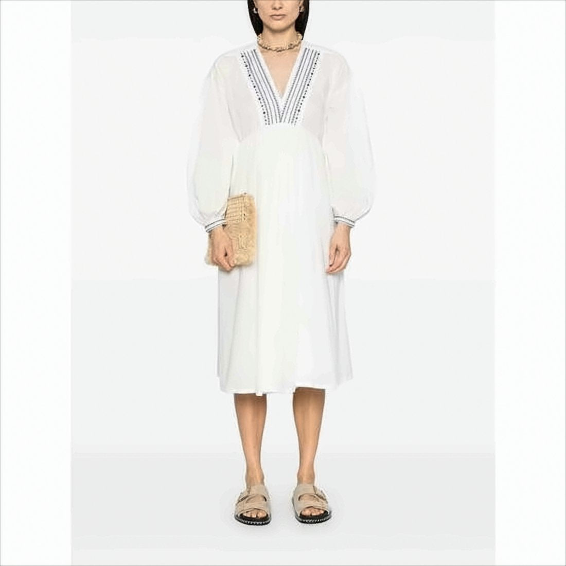 Flowing White Midi Dress
