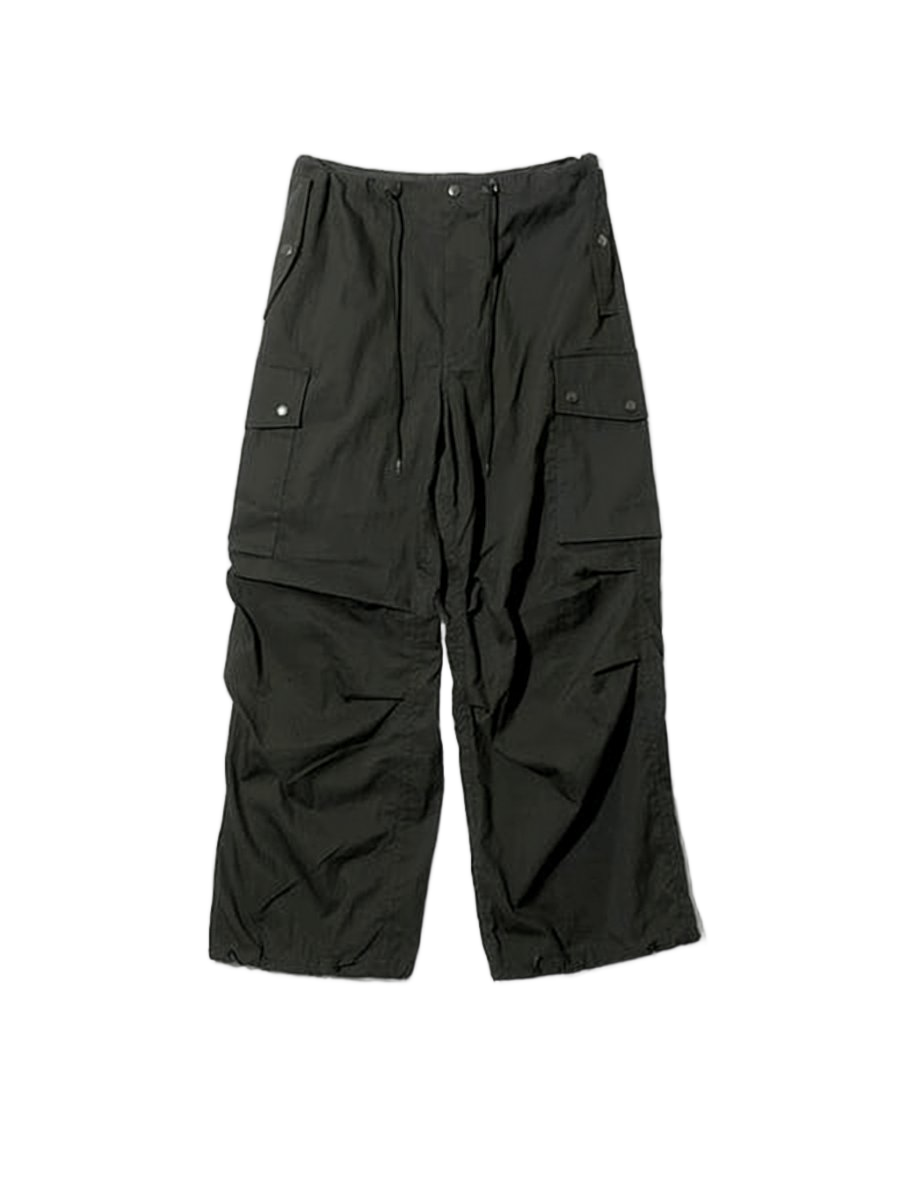 Utilitarian Straight Pants With Flap Pockets And Drawstring Waist