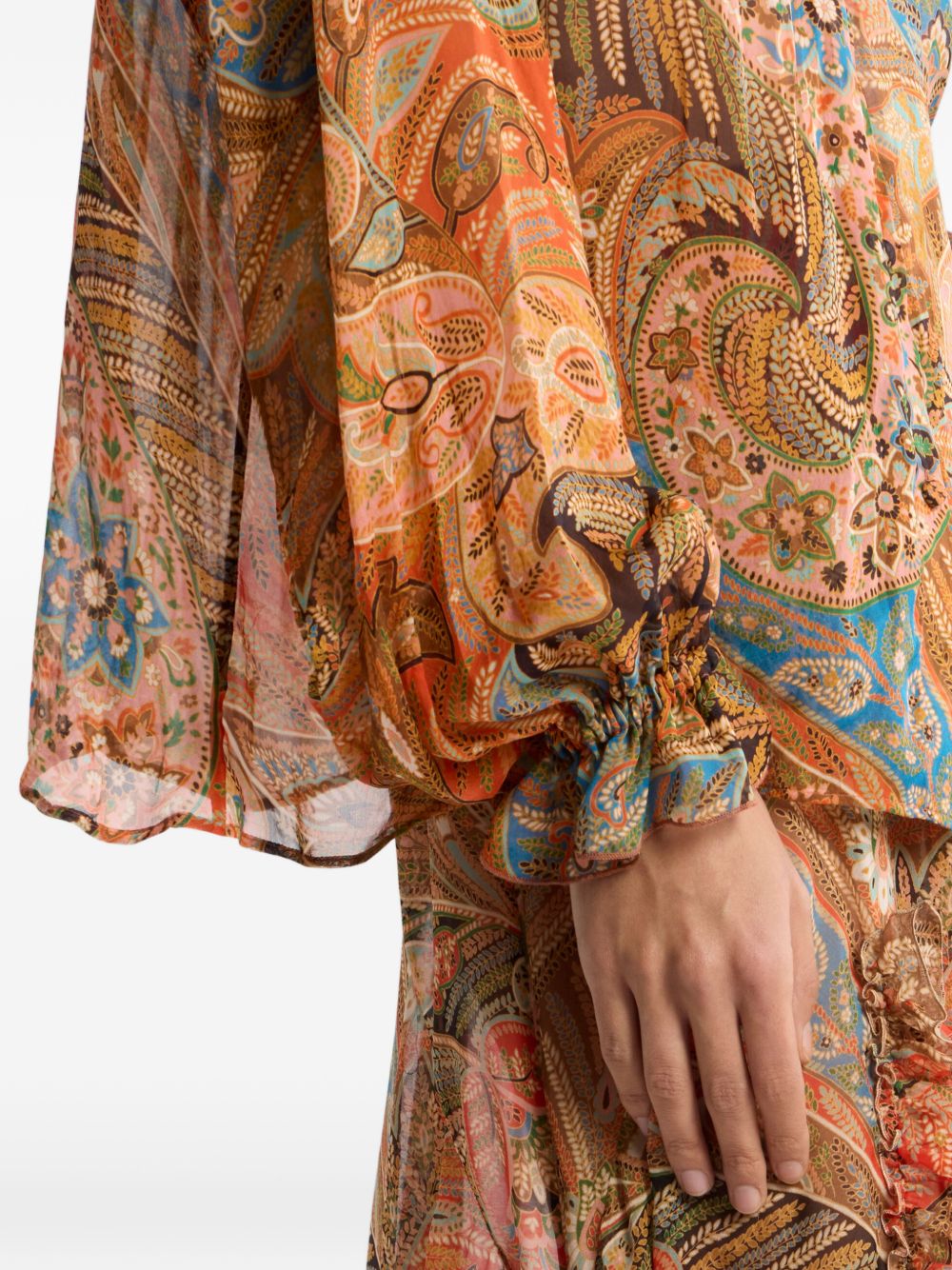 Paisley Print Shirt With Ruffled Collar