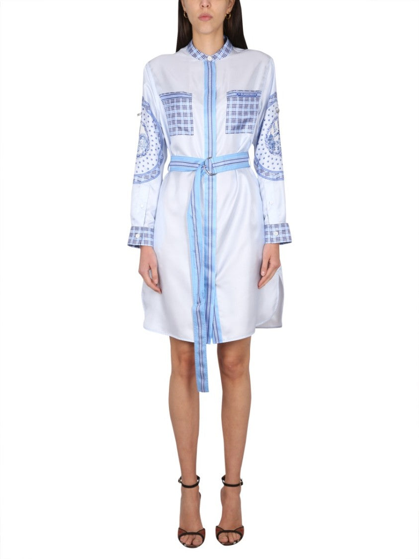 Silk Chemisier Dress With Concealed Button Closure