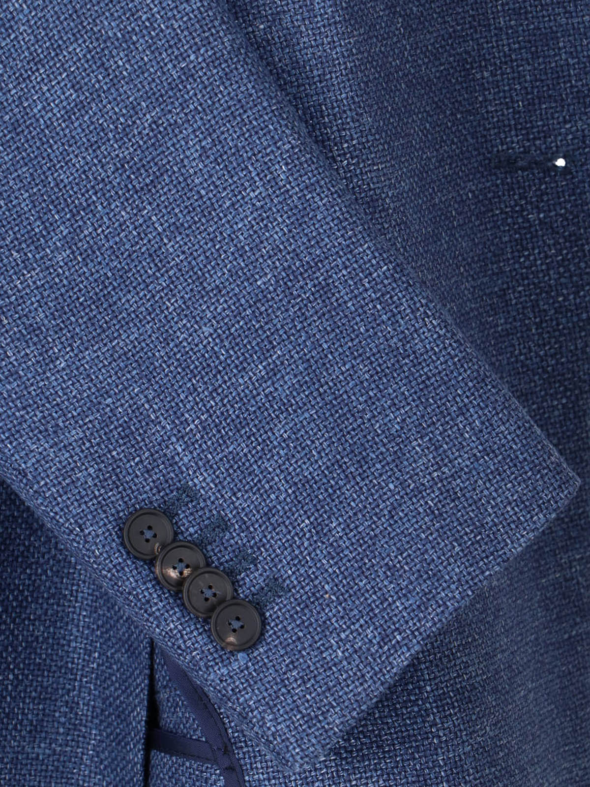 Blue Double-Breasted Wool Linen Blazer