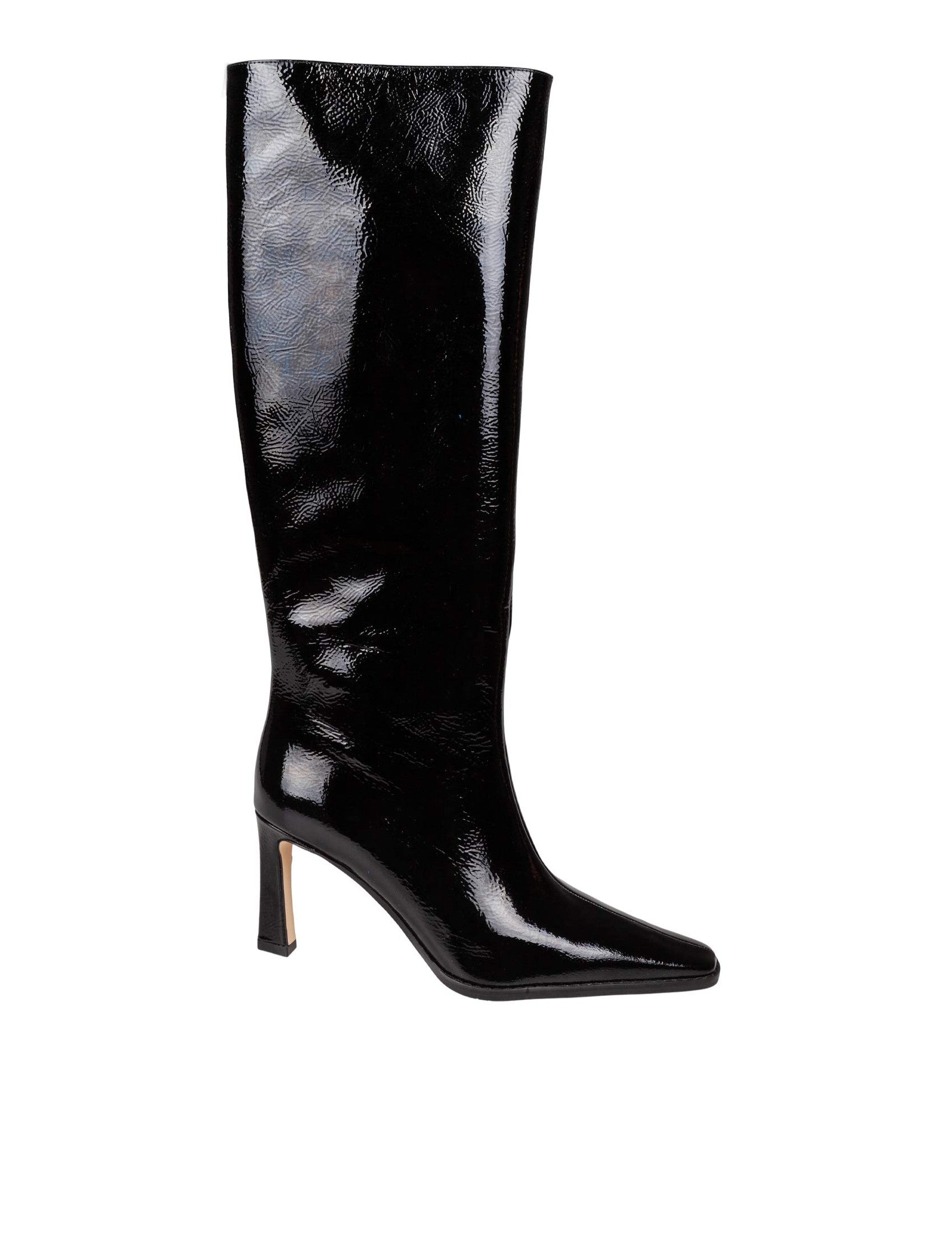 Darrah Heeled Boot In Patent Leather, Black