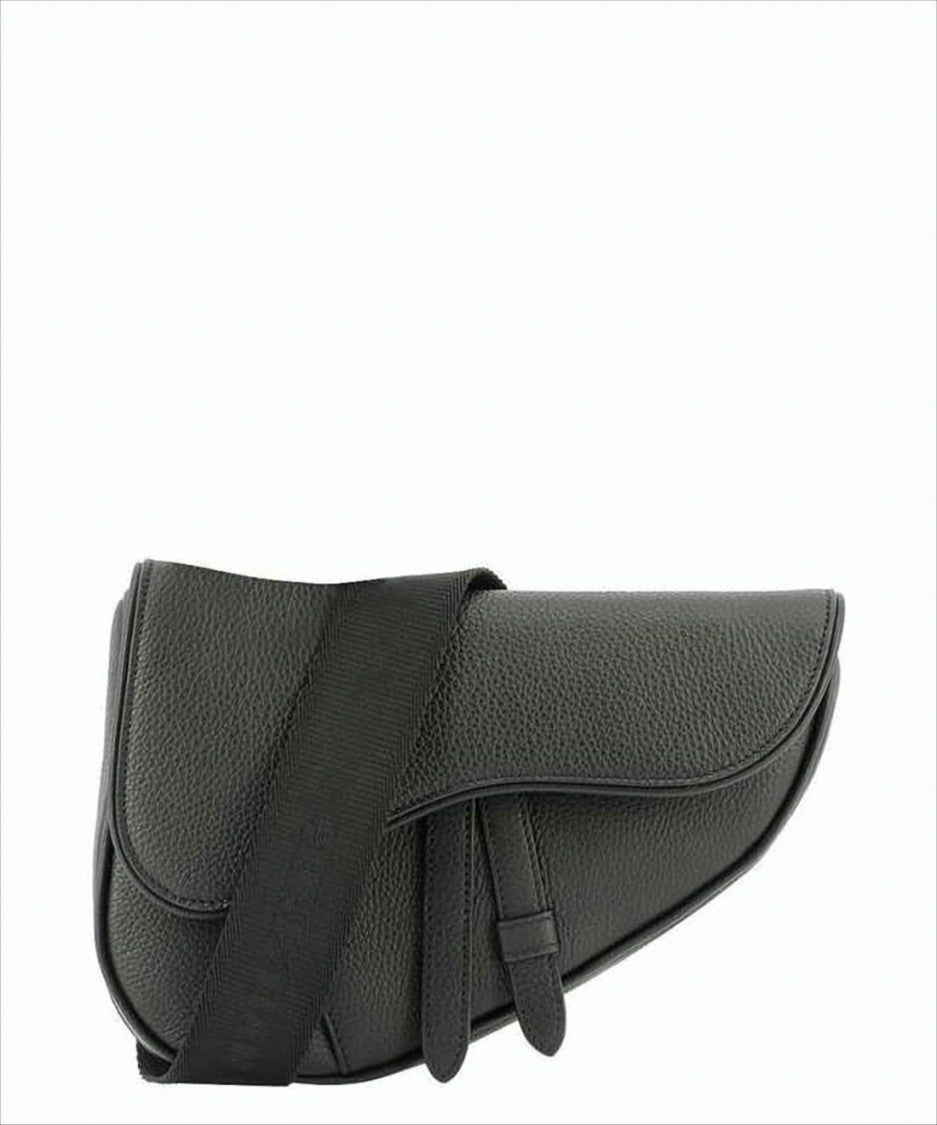 Saddle-Shaped Belt Bag in Textured Cowhide Leather