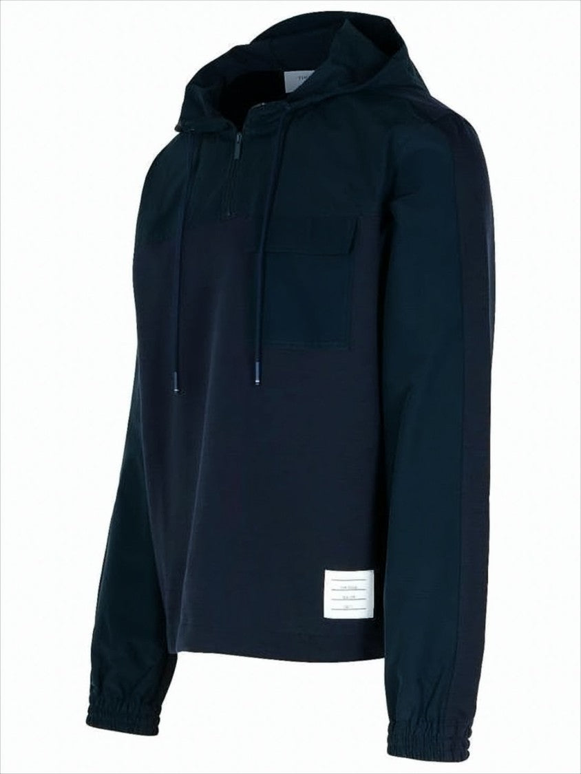 Relaxed Fit Half-Zip Hoodie with Drawstring Hood