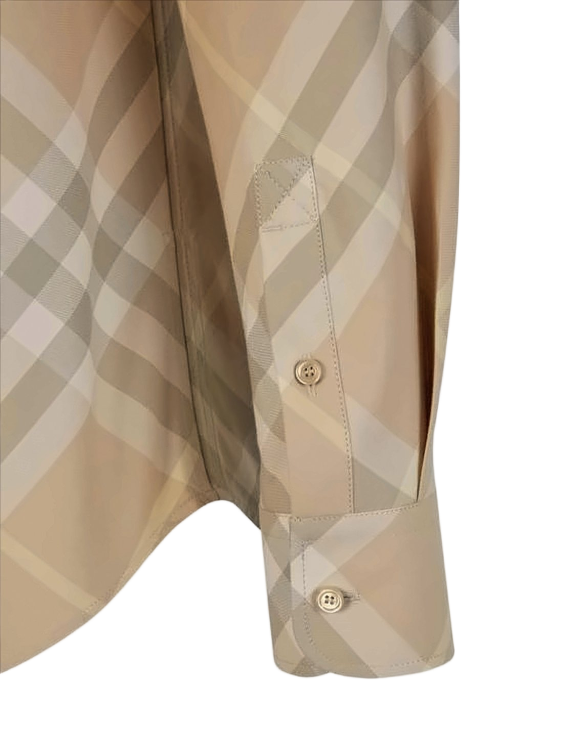 Beige Check Pattern Long-Sleeve Shirt