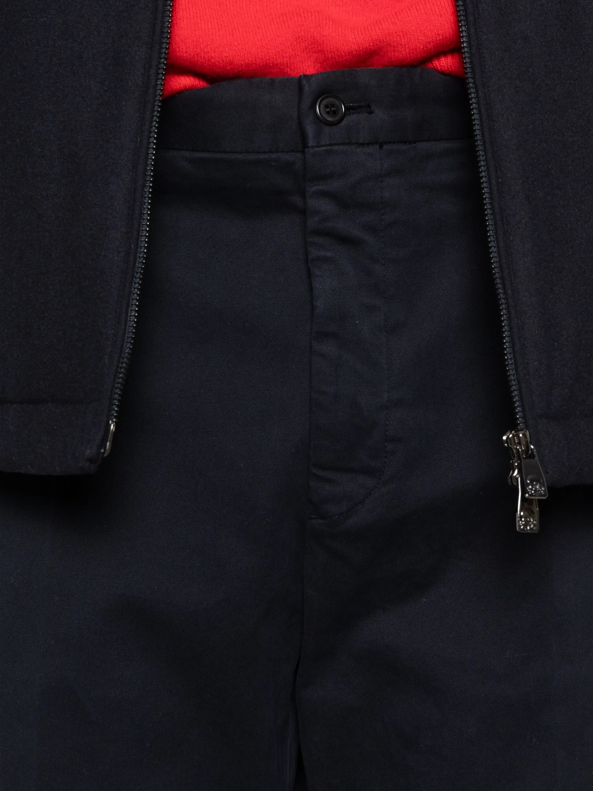 Black Straight-Leg Minimalist Cotton Trousers