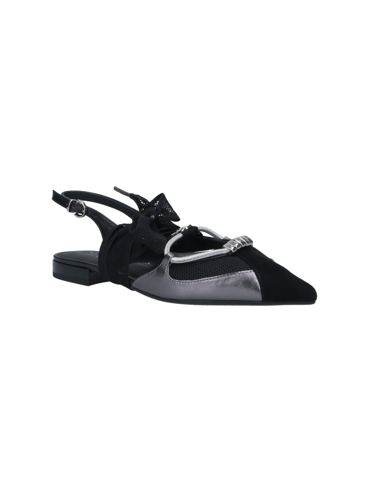 Black Gianira Leather Fabric Ballerinas