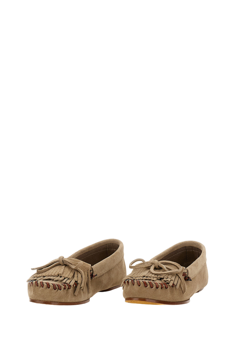 Suede Grey Loafers with Fringed Detailing