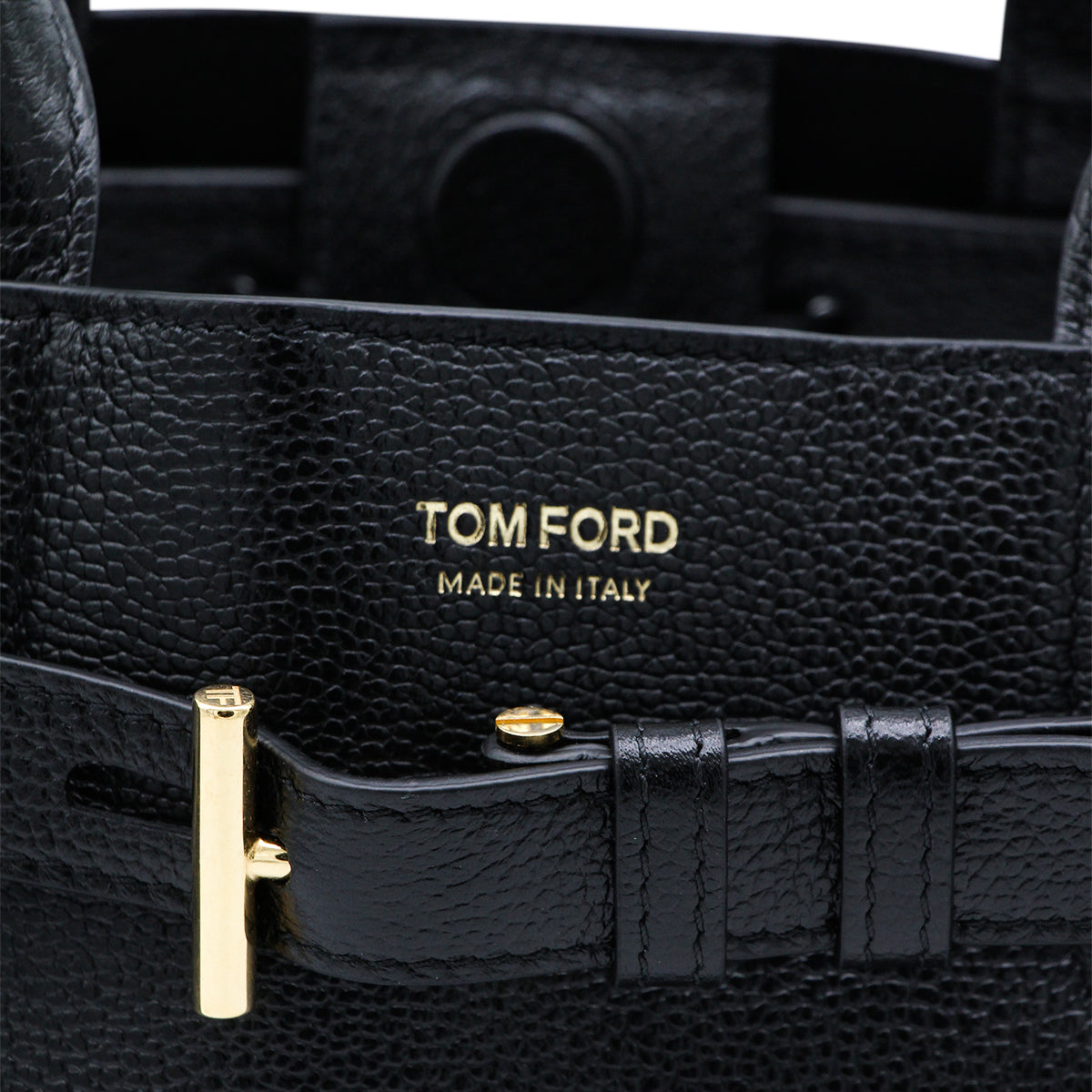Textured Leather Tote with Gold-tone Hardware