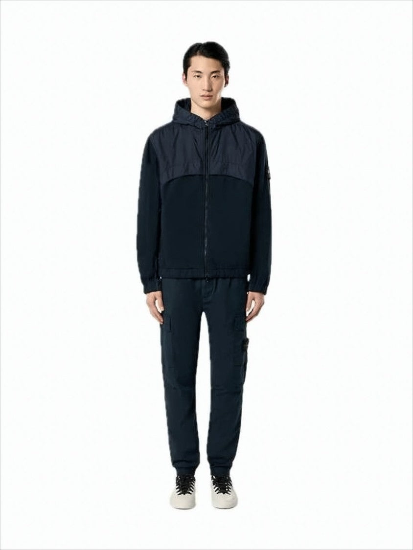 Hooded Casual Jacket with Color-Blocked Design