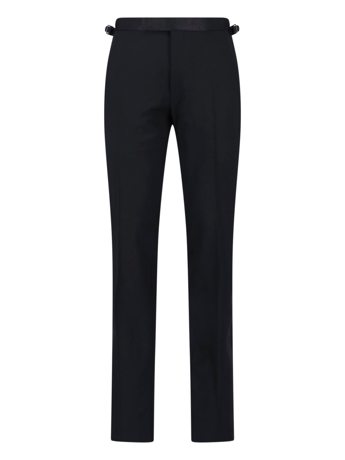 Tailored Black Trousers with Flat Waistband