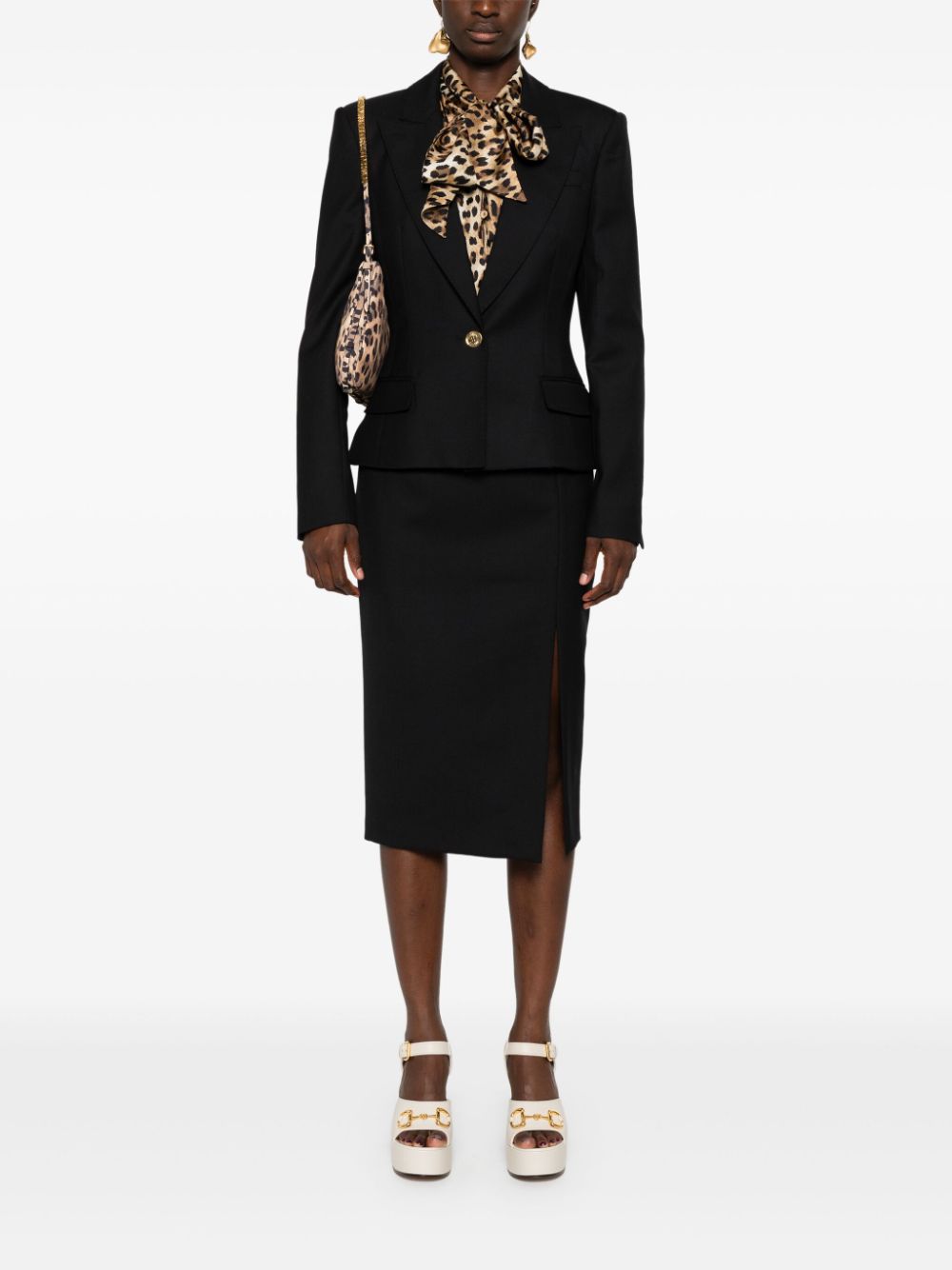 Structured Black Virgin Wool Gabardine Blazer