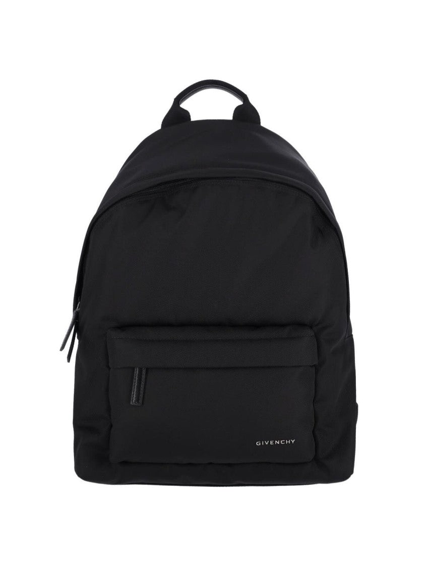 Smooth Structured Black Backpack with Calf Leather Accents