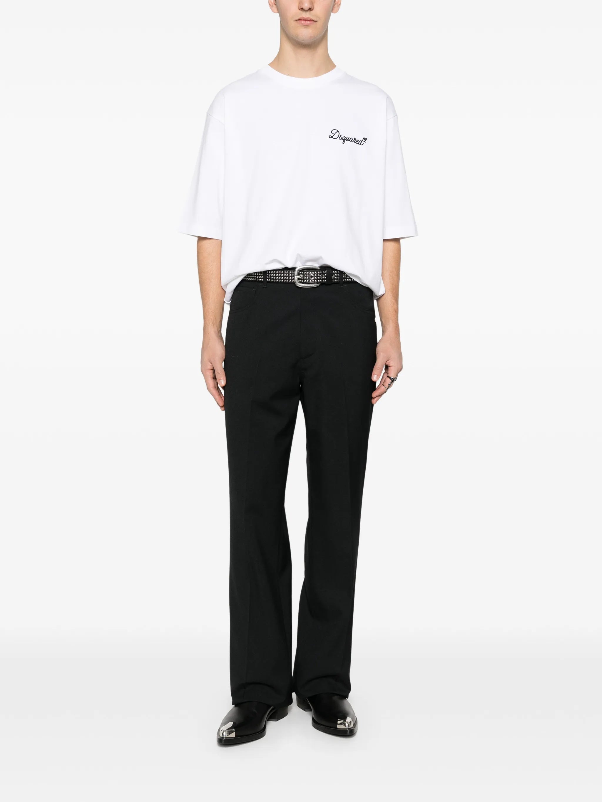 White Short-Sleeve Embroidered Logo T-Shirt