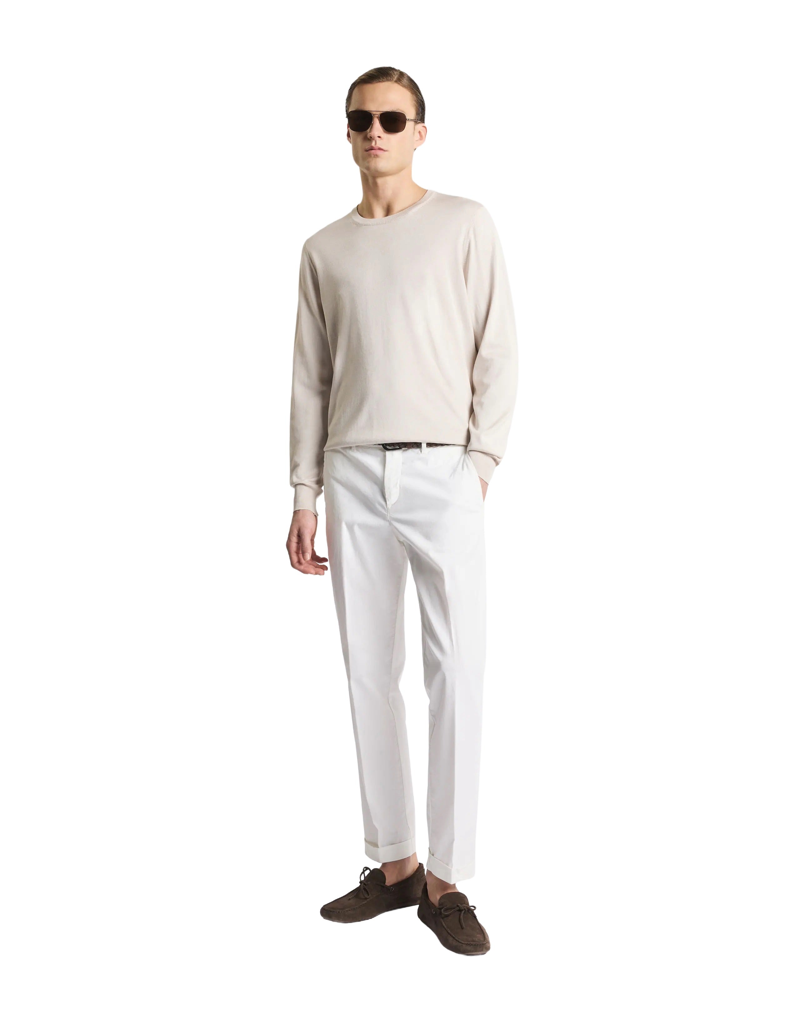 Crew Neck Knitwear in Stucco Tone