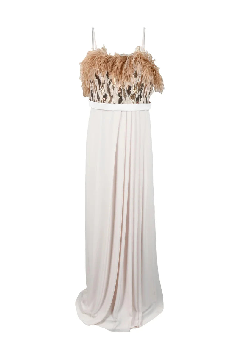 Floor-Length Dress with Leopard Print Bodice