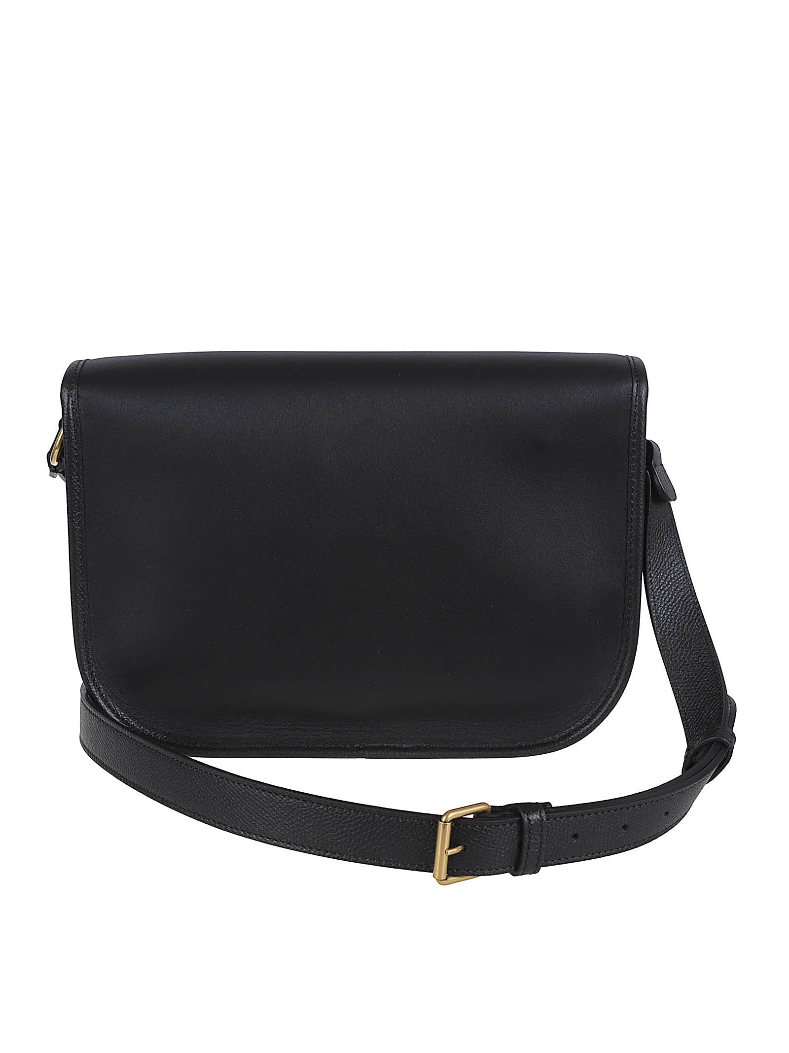 Smooth Black Leather Crossbody Bag with Gold Hardware and Vlogo Signature