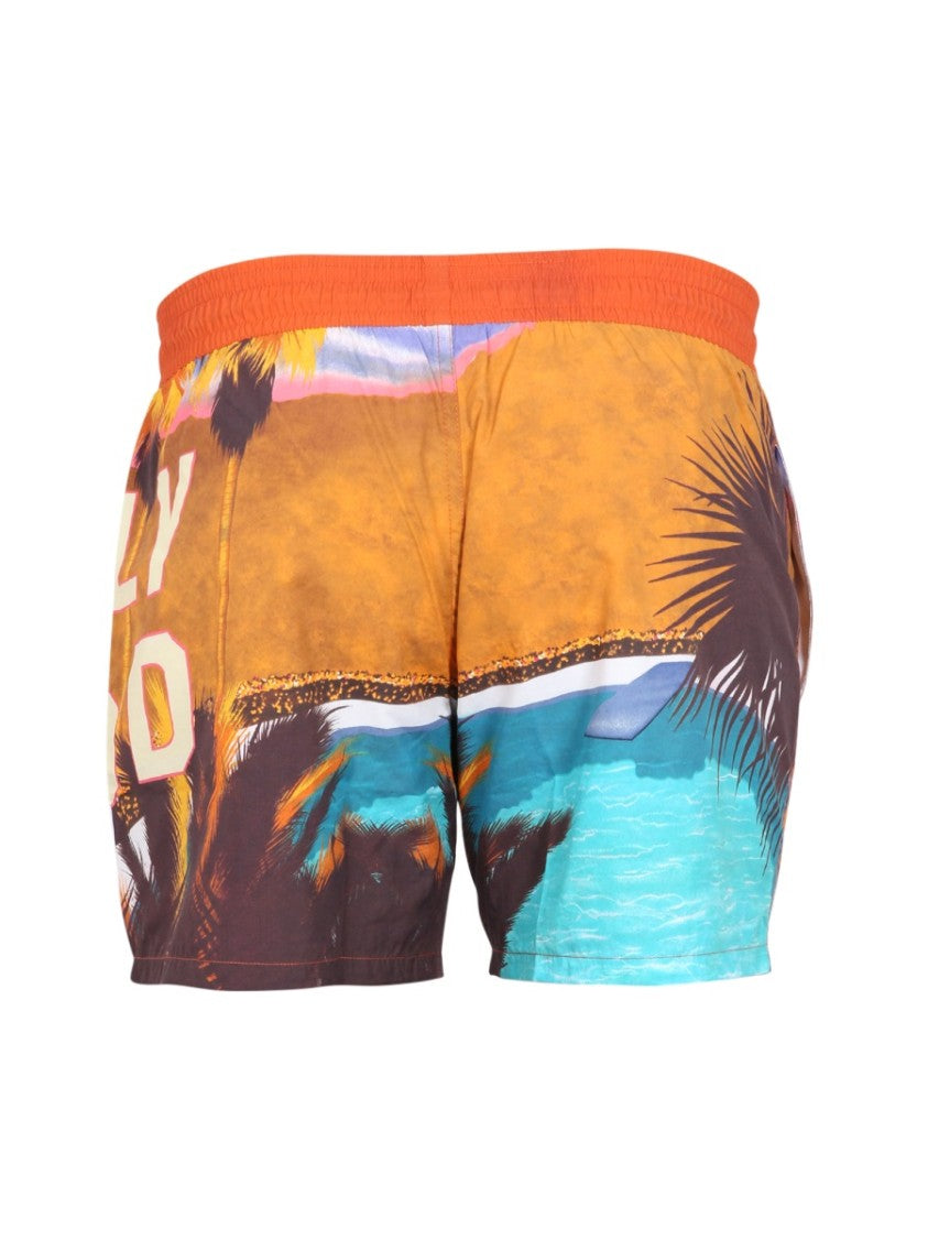 Tropical Print Boxer Swimsuit