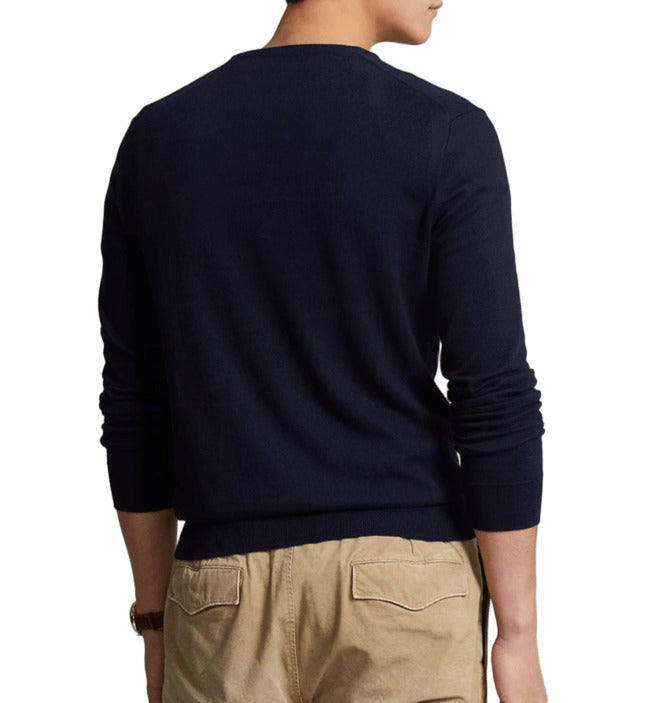Men's Round Neck Blue Cotton Sweatshirt
