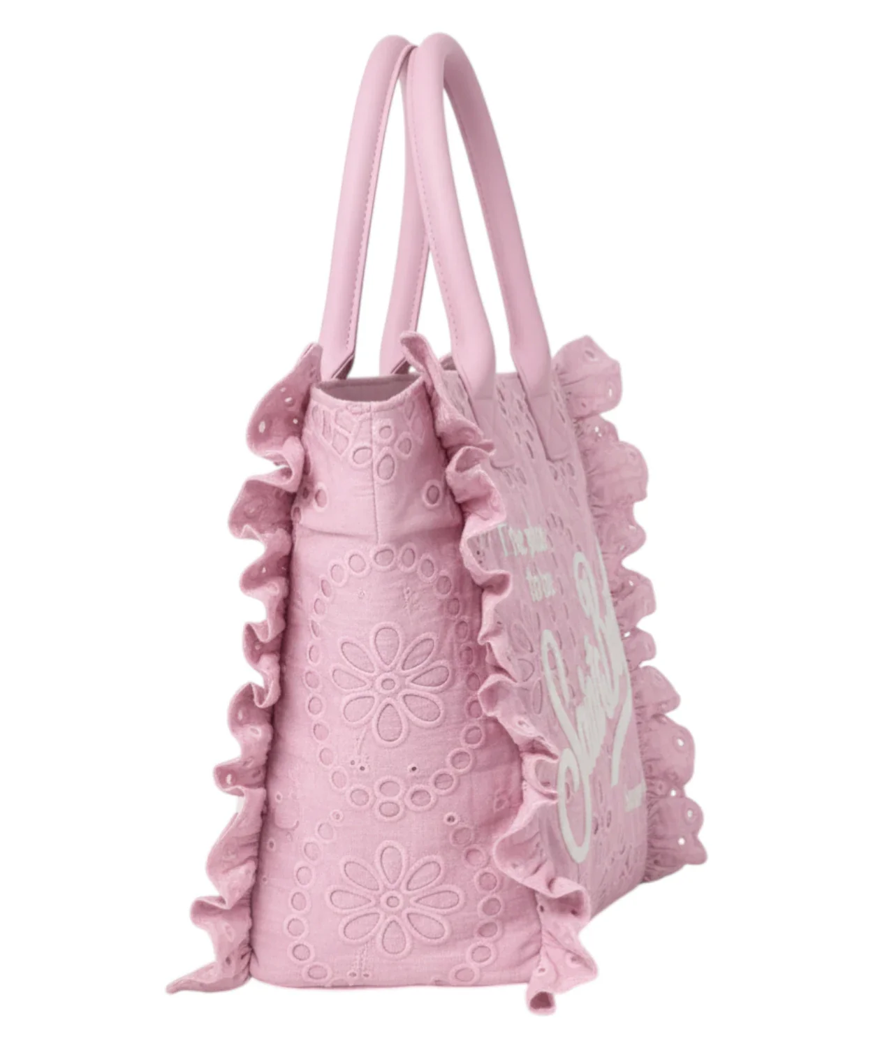 Tote Bag with Floral Eyelet Embroidery