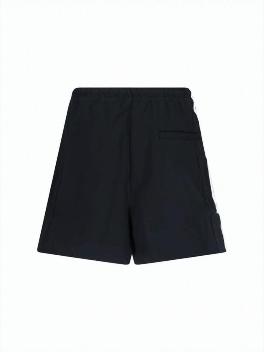 Minimalist Black Shorts with Vertical Stripe Detail