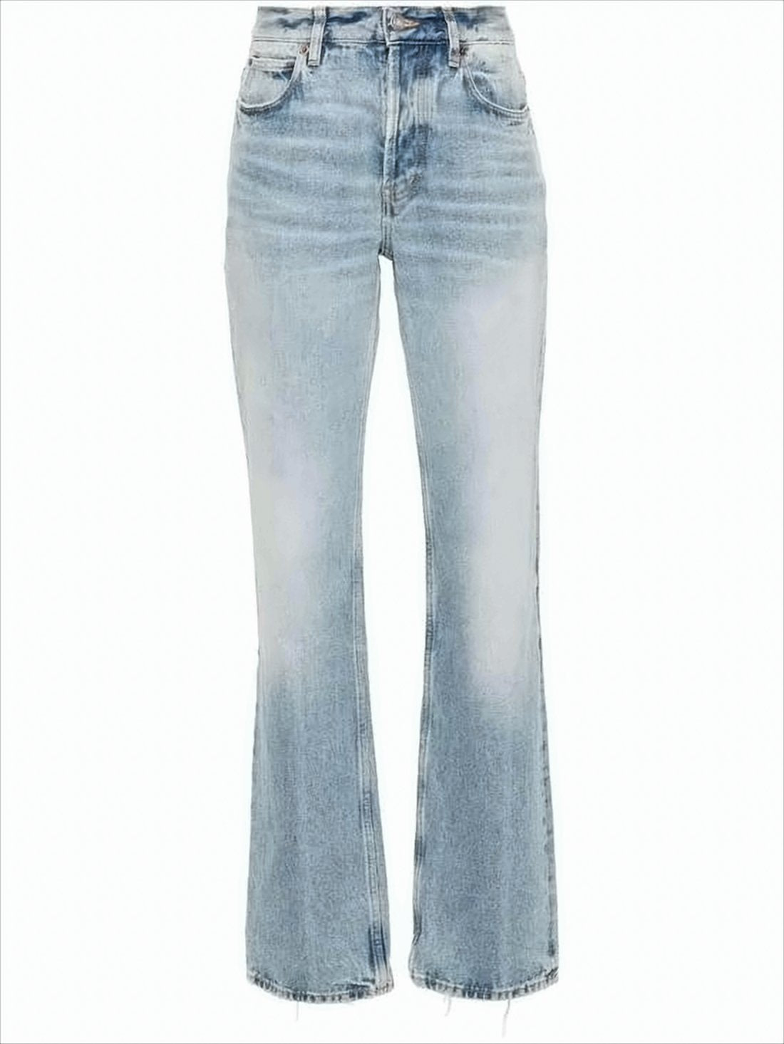 Light Blue Vintage Denim Pants with Five-Pocket Design
