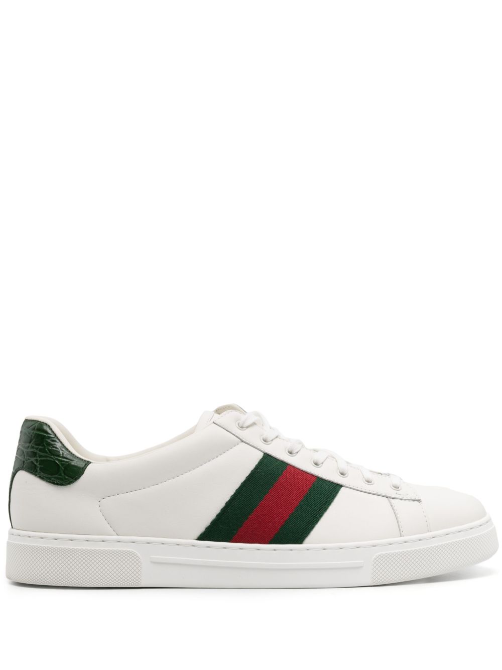 Panelled White Leather Sneakers with Signature Web Detailing
