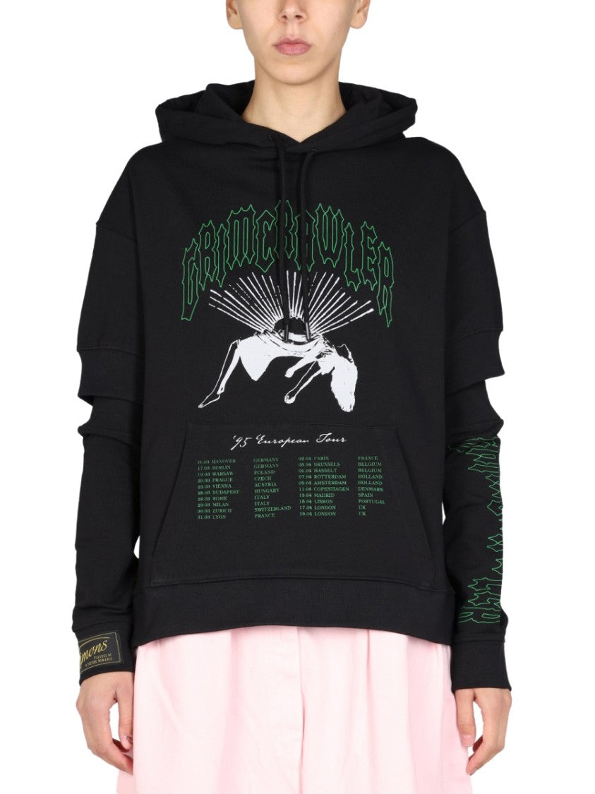 Graphic Print Sweatshirt With Cut-Out Sleeves