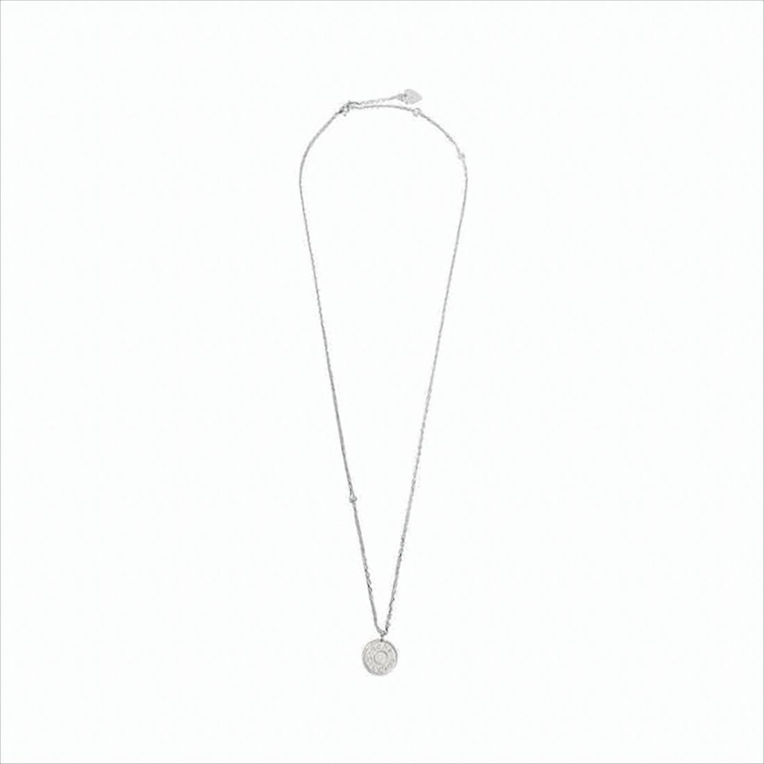Engraved Round Pendant Necklace with Adjustable Chain