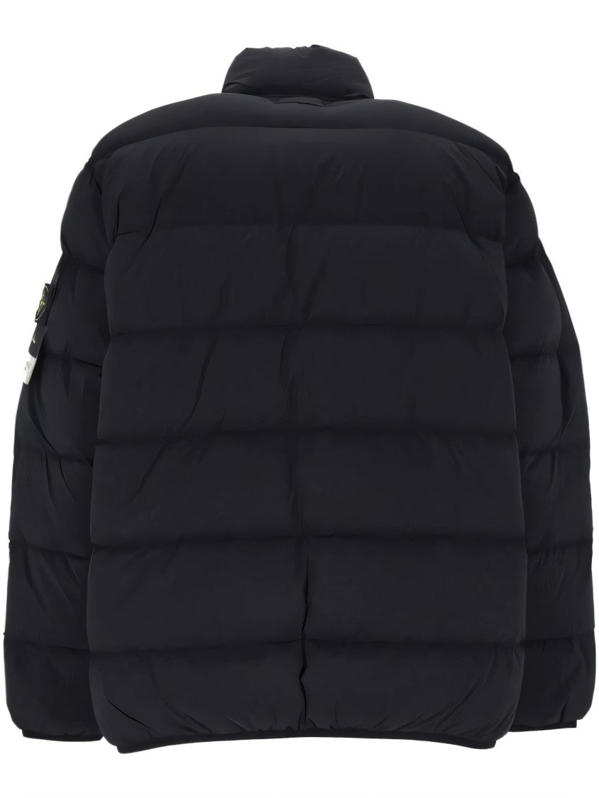Quilted Padded Jacket With High Collar And Zip Closure