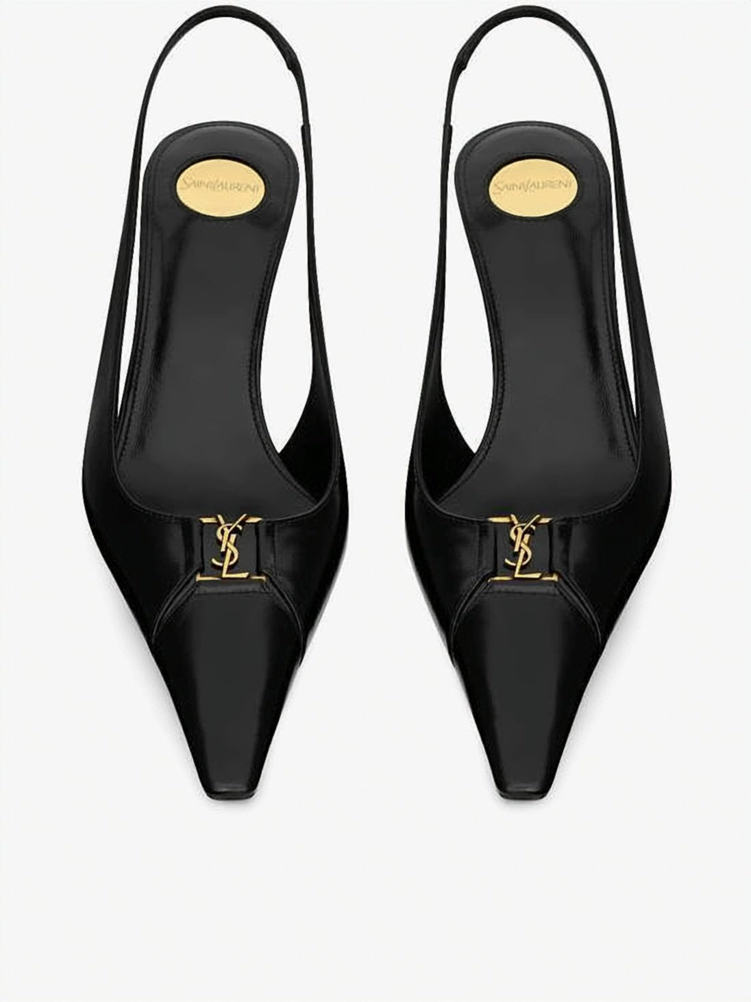 Pointed-Toe Slingback Heels in Smooth Calf Leather
