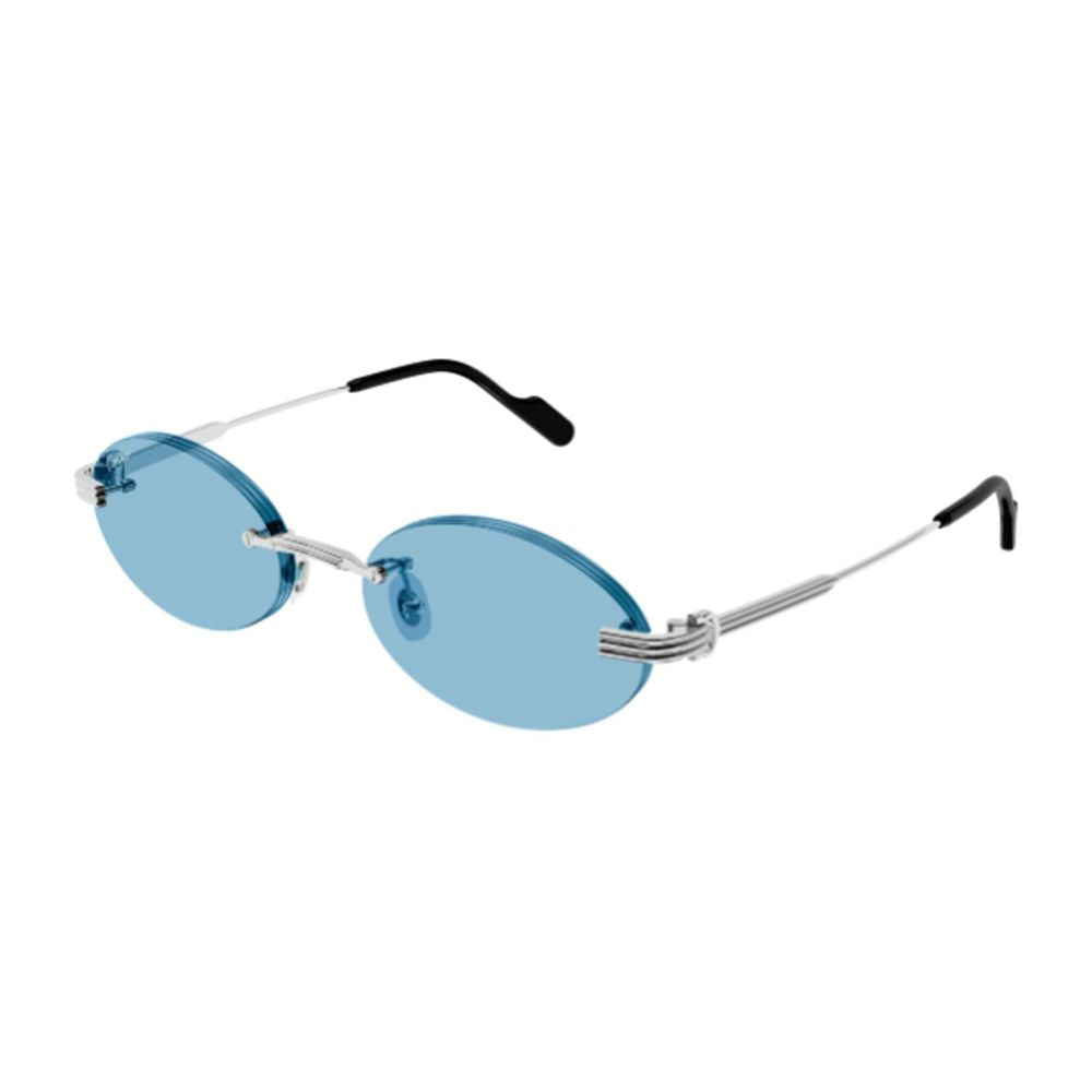 Oval Light Blue Lens Sunglasses With Silver Frame